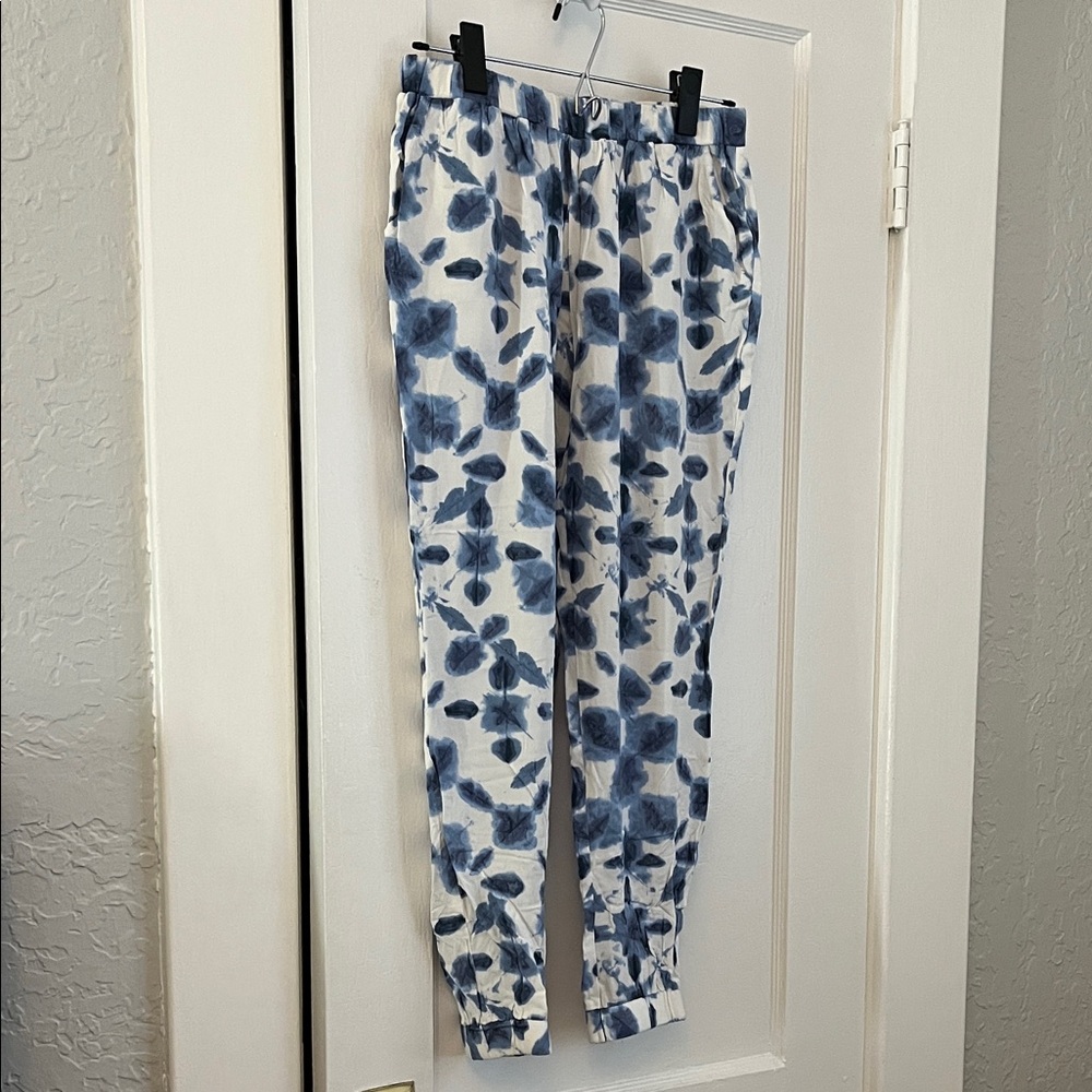 BB Dakota Blue and White Tie Dye Jogger Pants